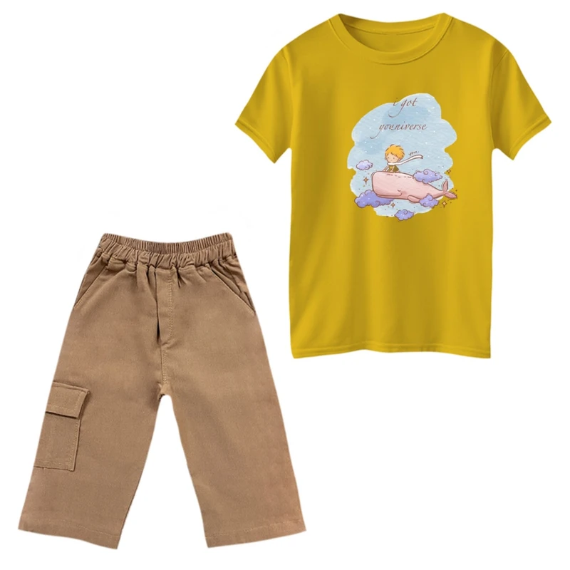 ست تی‌شرت و شلوارک پسرانه مدل شازده کوچولو و نهنگ