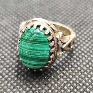 انگشتر نقره مردانه مدل سنگ مالاکیت کد 21