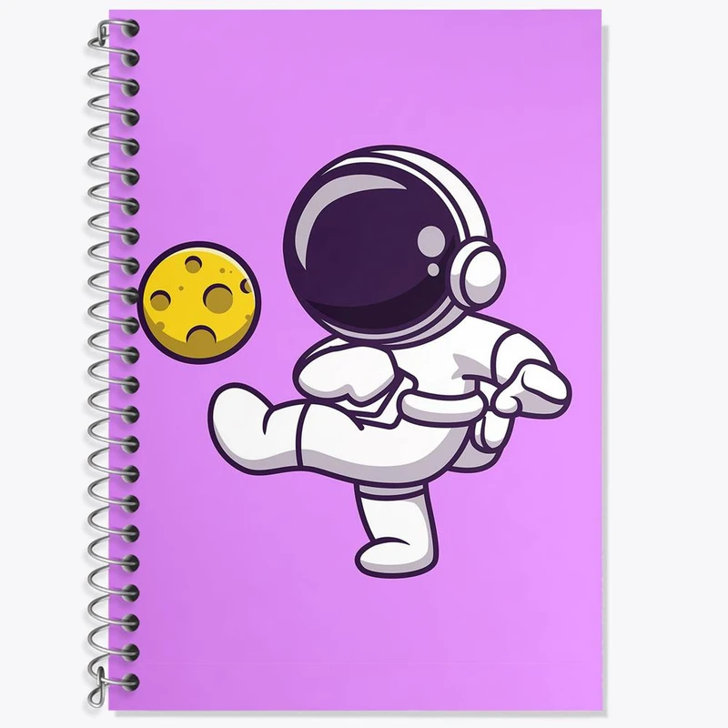 دفتر زبان 50 برگ خندالو مدل دو خط طرح فضانورد کد 25095