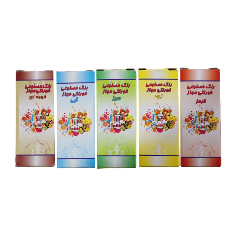 رنگ خوراکی قرمز و سبز و زرد و آبی و قهوه ای آمیتیدا - 300 گرم بسته 6 عددی