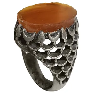 انگشتر نقره مردانه مدل عقیق یمنی AY2015