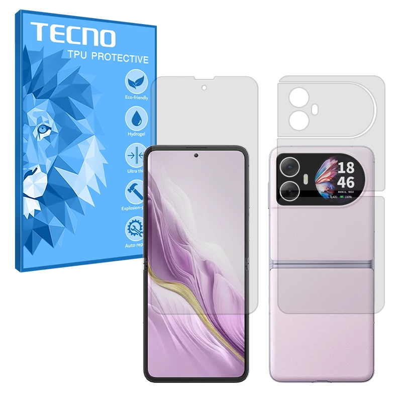 محافظ صفحه نمایش شفاف تکنو مدل Resistant مناسب برای گوشی موبایل بلک ویو Hero 10 به همراه محافظ پشت گوشی 