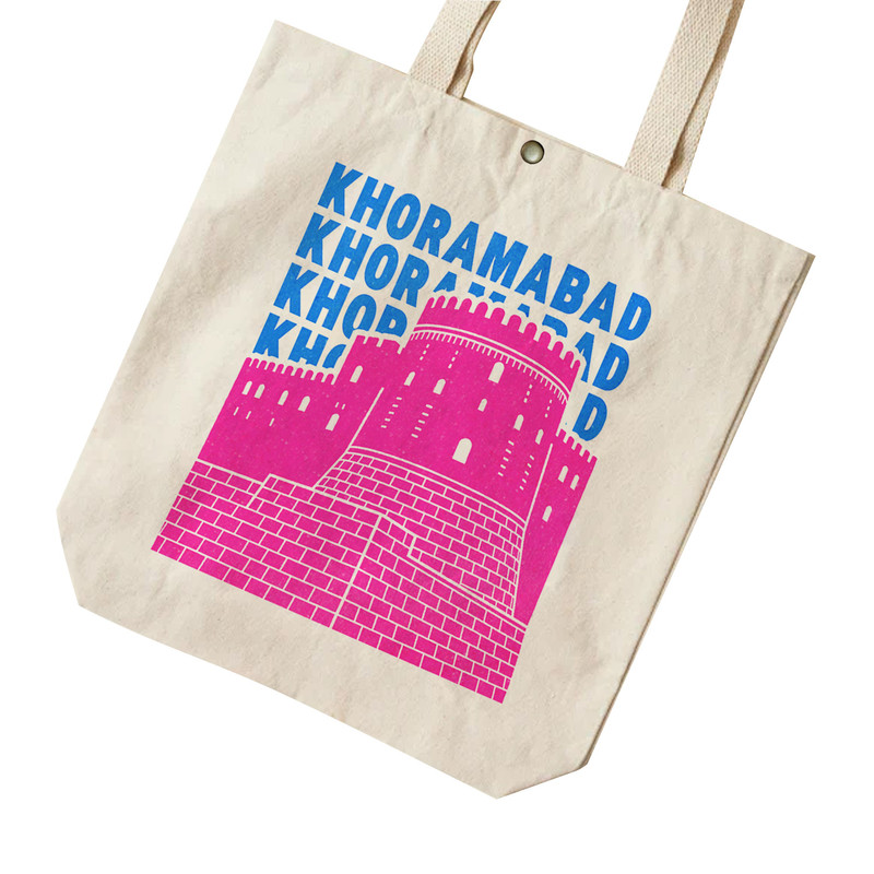 ساک خرید ترمه طراحان ایده مدل نماد قلعه فلک الافلاک خرم آباد کد map0091 - L