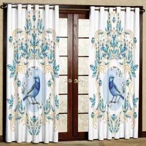 پرده مدل پرنده آبی هازان پانچی کد 2615 سایز 140x200 سانتی متر