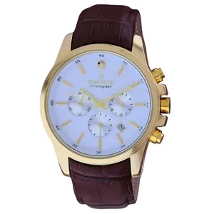 ساعت مچی عقربه‌ای مردانه رومانسون مدل سه موتور کورنوگراف بند چرمی 