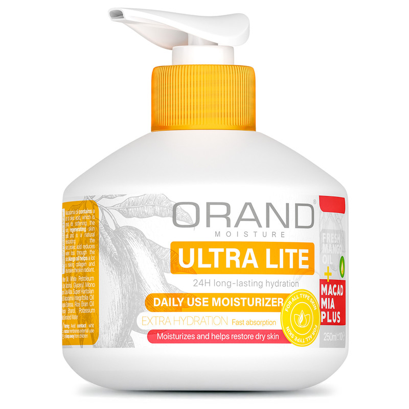 کرم آبرسان صورت، بدن اورند مدل ULTRA LITE مناسب برای انواع پوست حجم 250 میلی‌لیتر