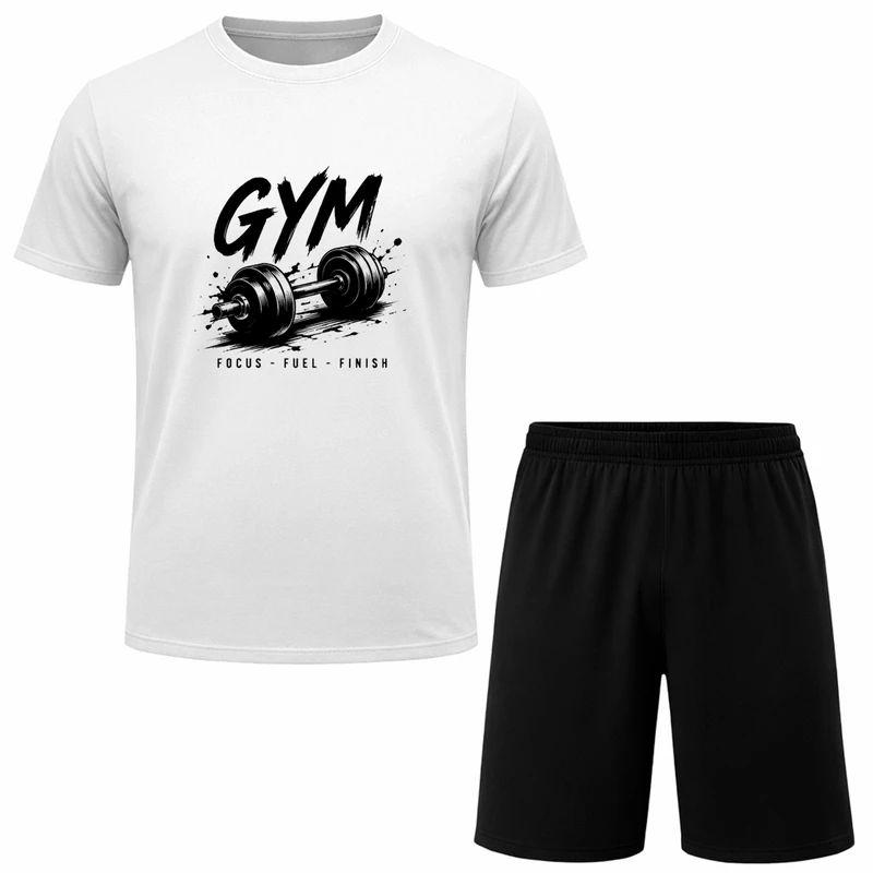 ست تی‌شرت آستین کوتاه و شلوارک راحتی مردانه مدل GYM A161