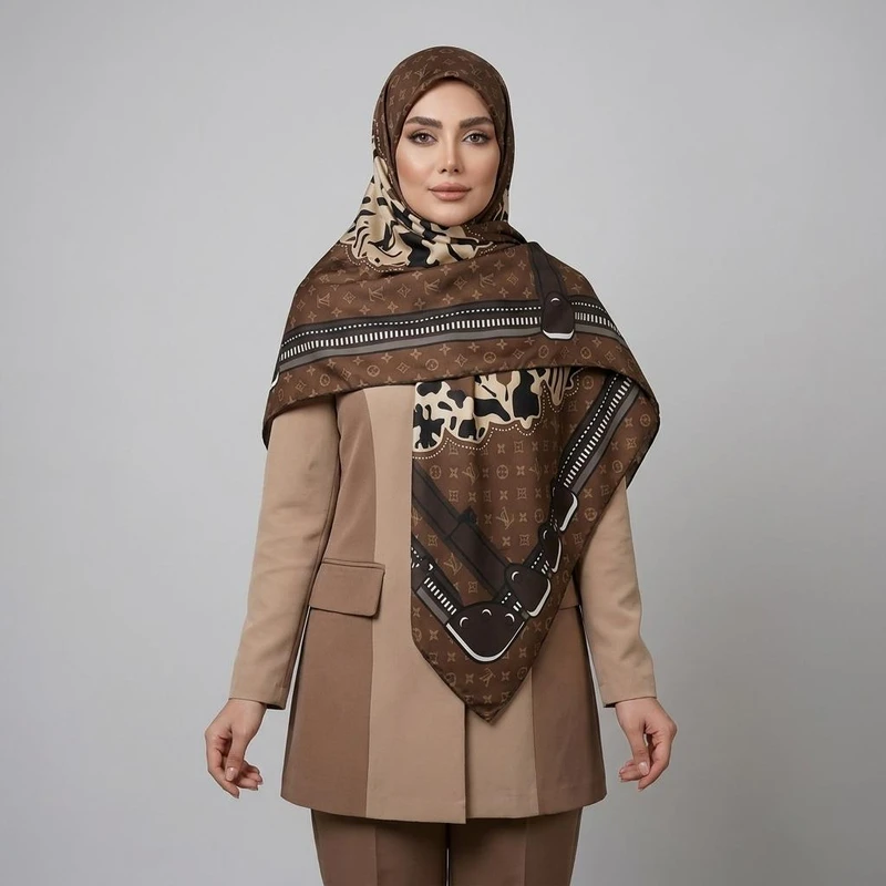 روسری زنانه مدل ابریشم مزونی دست دوز کد a-9565