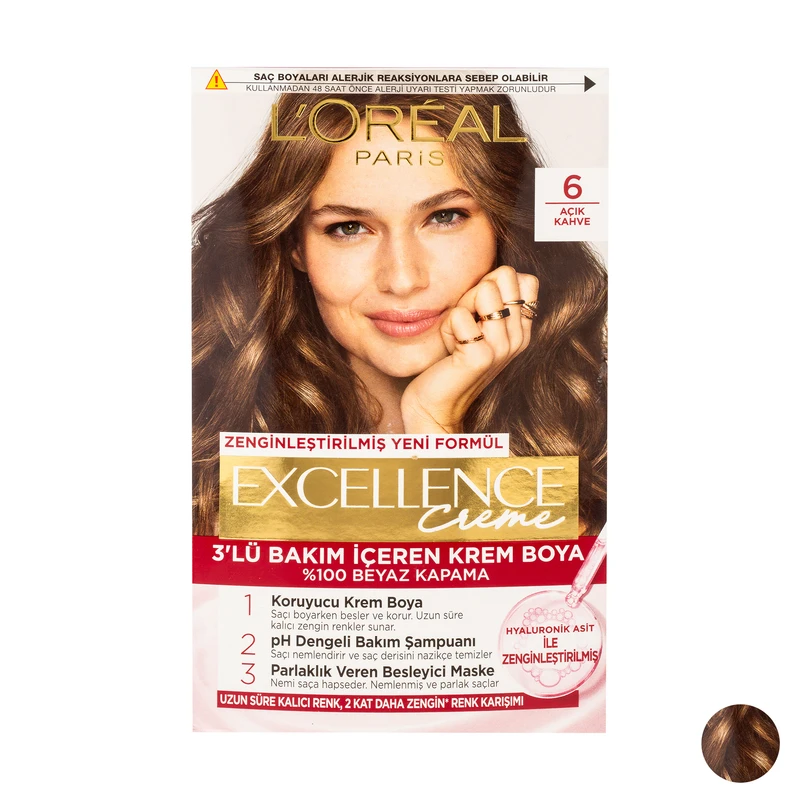 کیت رنگ مو لورآل شماره 6 حجم 48 میلی‌لیتر رنگ قهوه‌ای