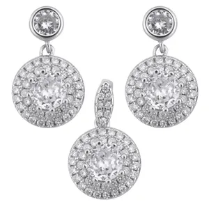 نیم ست نقره زنانه مدل دایره کد M3170