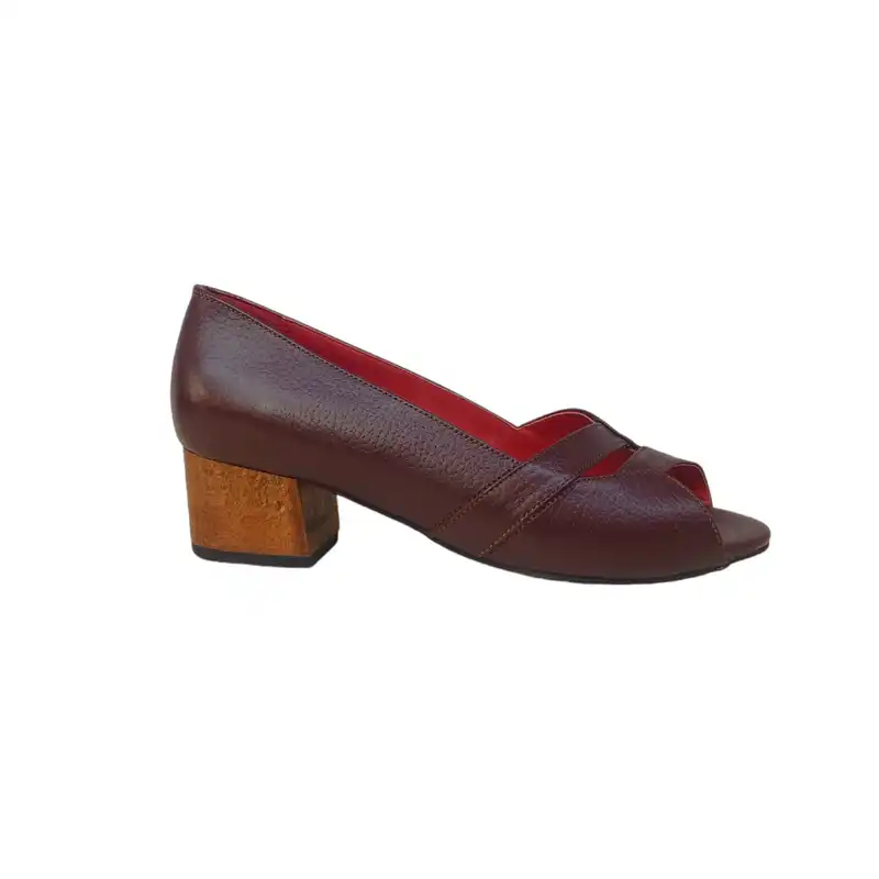 صندل زنانه مدل SZM 209 CHR چرم طبیعی رنگ زرشکی 2
