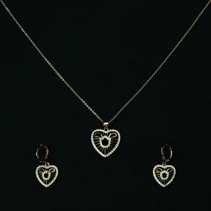 نیم ست زنانه مدل قلب طرحدار خرگوش رنگ طلایی