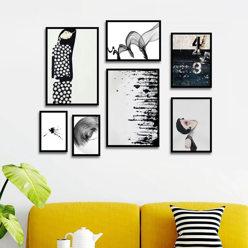 تابلو بکلیت طرح نقاشی دکوری مدرن سبک آبستره مدل B-1478 مجموعه 7 عددی