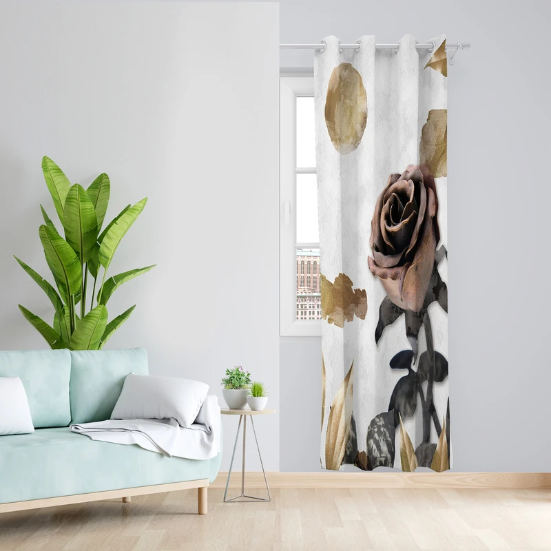 پرده طرح رز مدل مخمل پانچی کد 2358 z سایز 140x200 سانتی متر