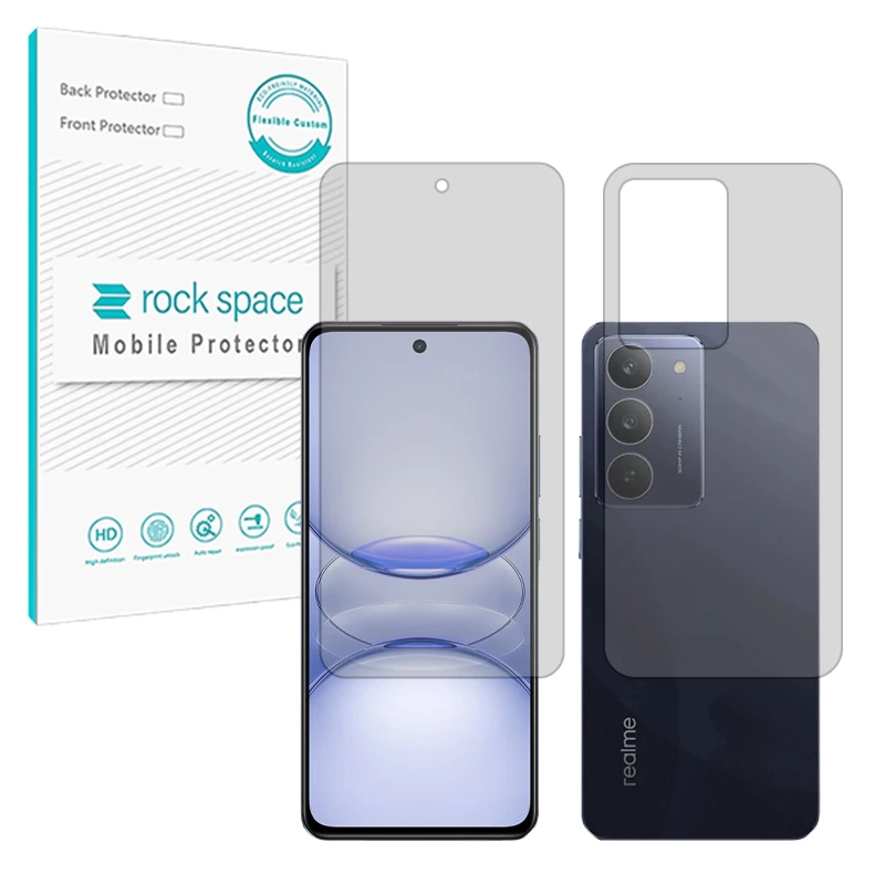 محافظ صفحه نمایش مات راک اسپیس مدل هیدروژلی مناسب برای گوشی موبایل ریلمی C75x به همراه محافظ پشت صفحه
