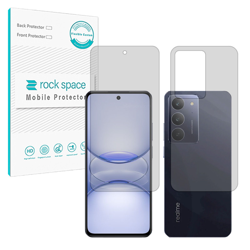 محافظ صفحه نمایش مات راک اسپیس مدل هیدروژلی مناسب برای گوشی موبایل ریلمی C75x به همراه محافظ پشت صفحه