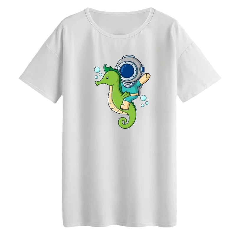 تی‌شرت لانگ آستین کوتاه زنانه مدل آدم فضایی کد03