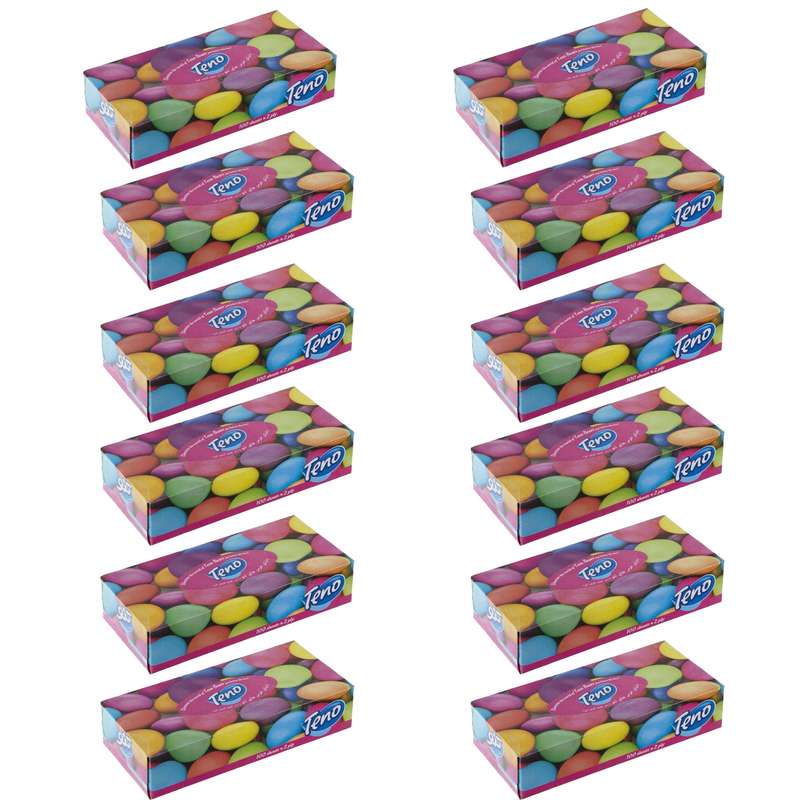 دستمال کاغذی 100 برگ تنو مدل سنگ های رنگی مجموعه 12 عددی
