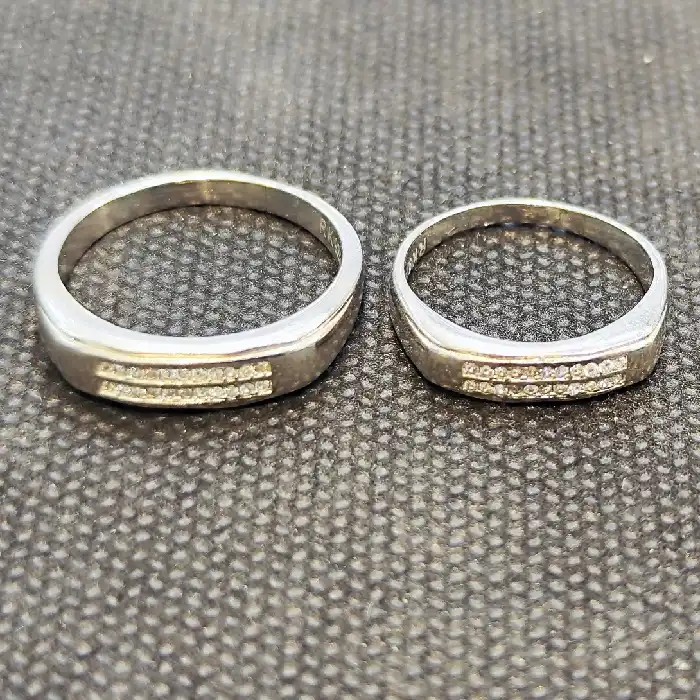 ست انگشتر نقره زنانه و مردانه مدل سنگ مارکازیت کد 25