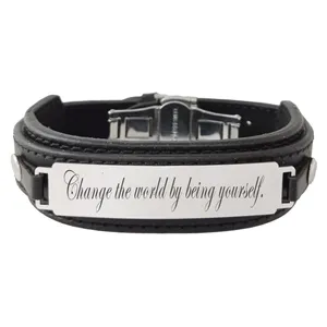 دستبند مردانه ترمه ۱ طرح change the world کد Sam 270