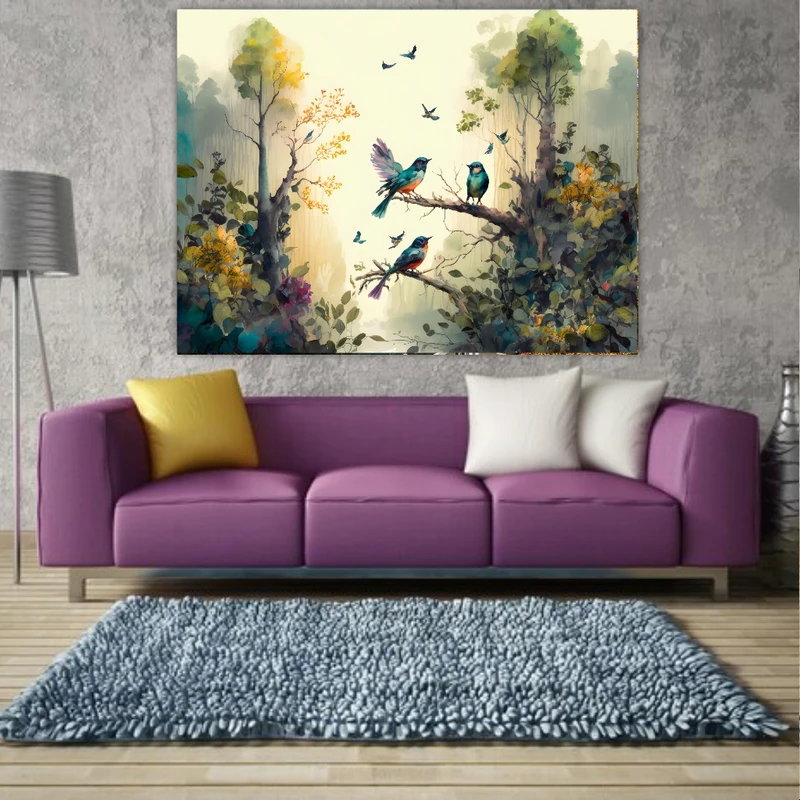 پوستر پارچه ای طرح مخمل طبیعت مدل پرنده کد FP104648