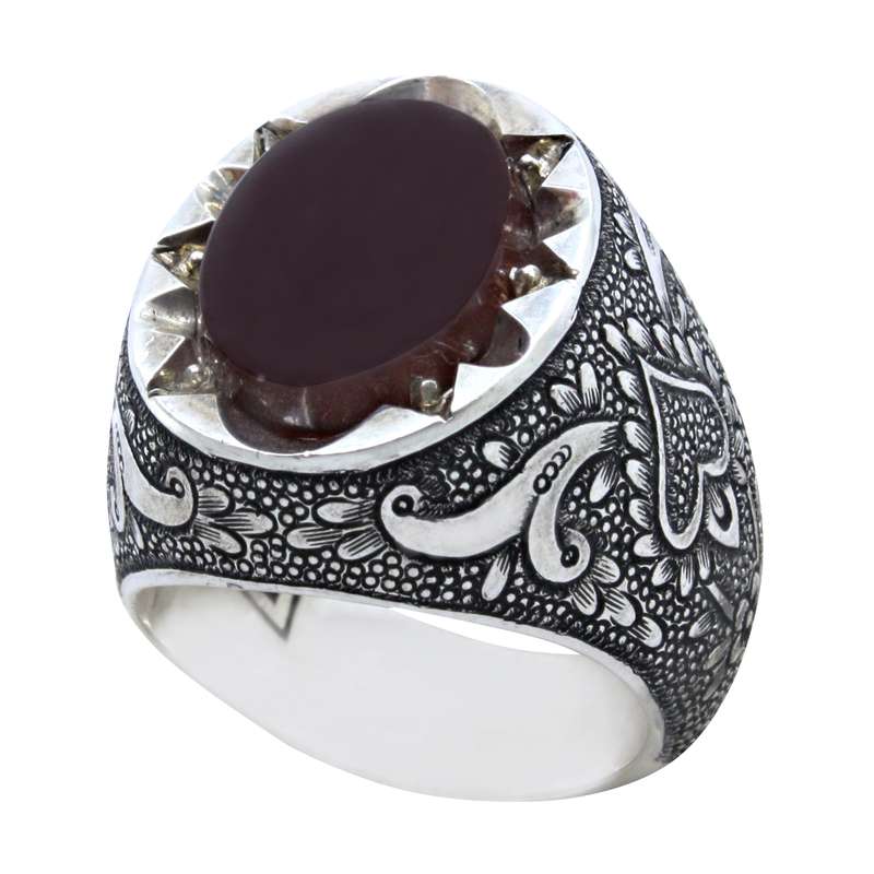 انگشتر نقره مردانه مدل قلم زنی کد 405