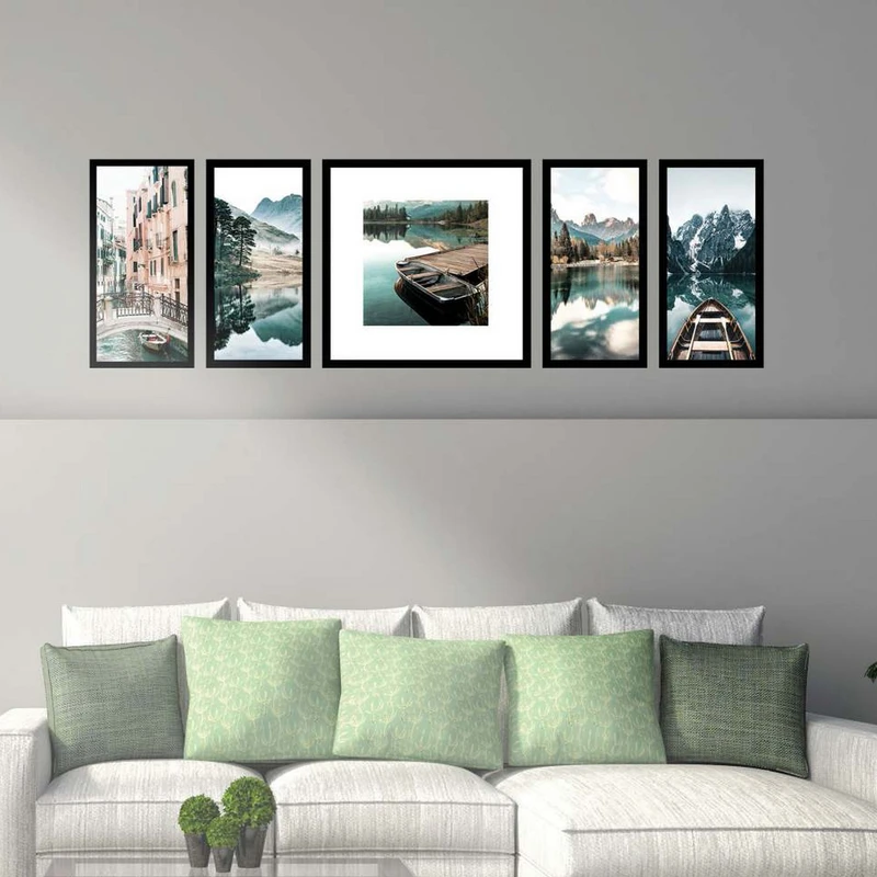 تابلو بکلیت طرح مدرن منظره دریا و قایق مدل B-1921 مجموعه 5 عددی