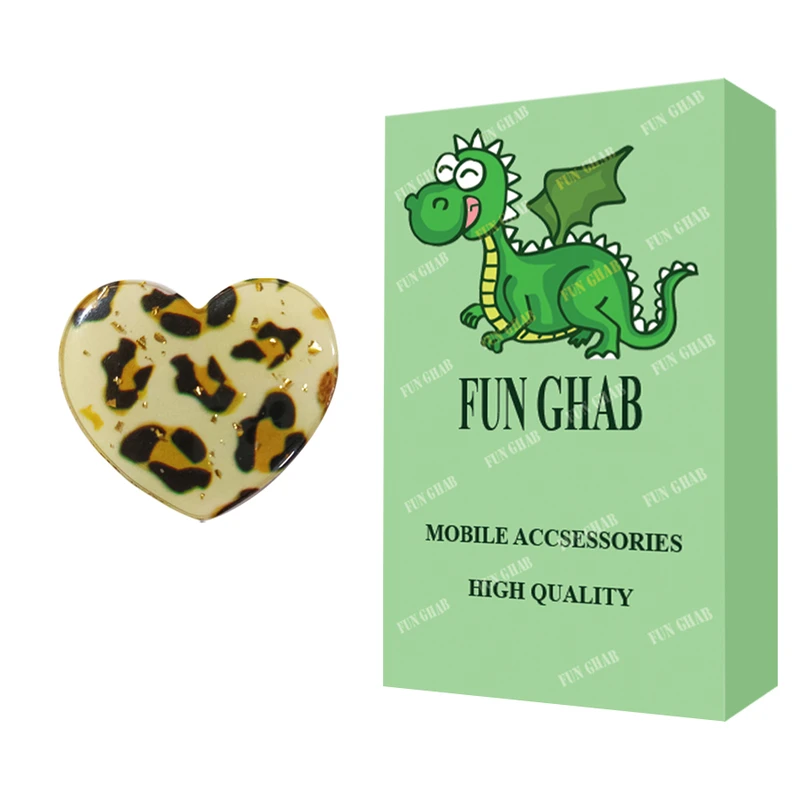 پایه نگهدارنده گوشی موبایل پاپ سوکت فان قاب مدل قلبی طرح پلنگی 2 