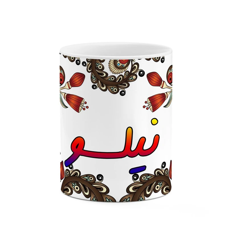 ماگ کاکتی مدل اسم نیلسو طرح سنتی گل و بته کد mgh48180