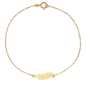 پابند طلا 18 عیار زنانه گالری قو طلایی مدل برگ ظریف