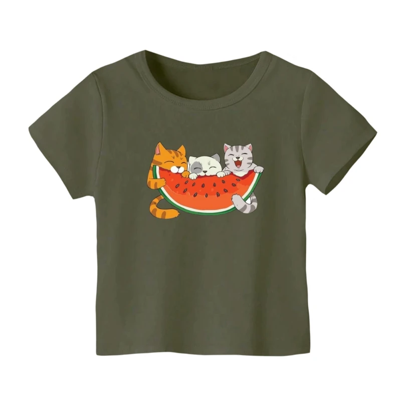 تی شرت آستین کوتاه بچگانه مدل گربه یلدایی کد 4