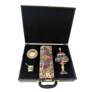 ست هدیه مدل زعفران و شکلات خوری مس و پرداز و ترمه کد 0040