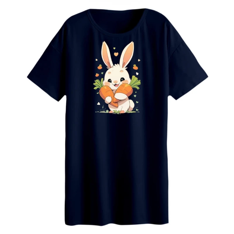 تی شرت لانگ زنانه مدل خرگوش و هویج