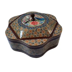 شکلات خوری خاتم کاری مدل شش ضلعی گل و مرغ کد 61