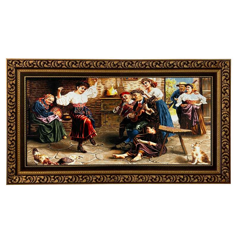 تابلو فرش ماشینی طرح دستبافت مدل پایکوبی کد 7524