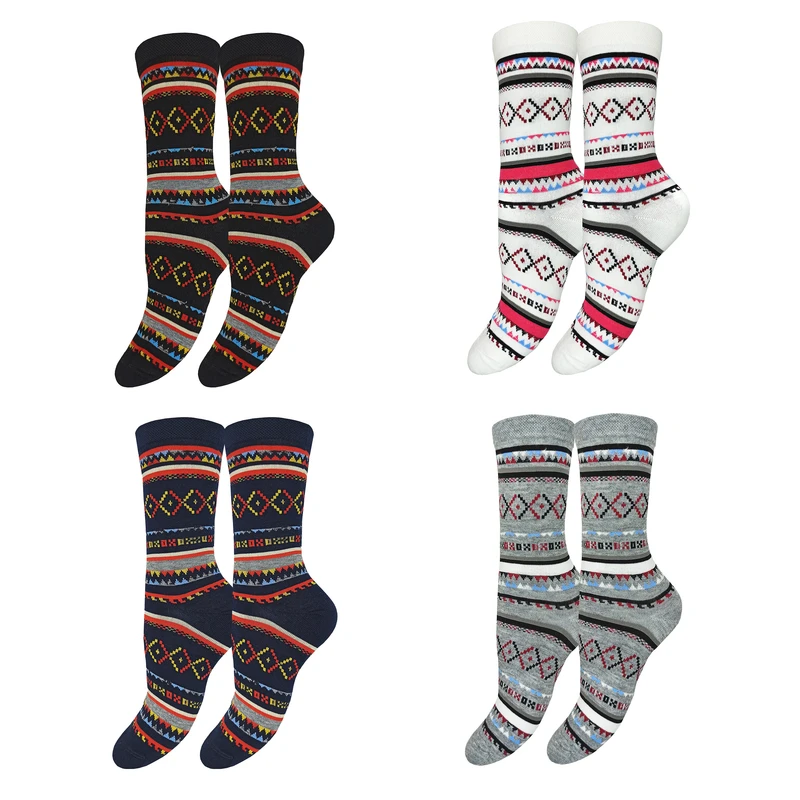 جوراب ساق بلند زنانه مدل سنتی کد 2102  بسته 4 عددی