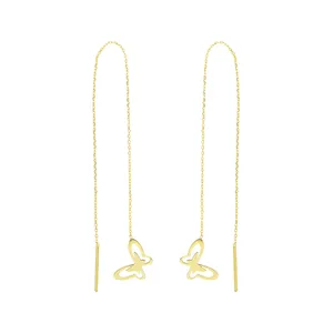 گوشواره طلا 18 عیار زنانه مدل گوشواره بخیه ای طرح پروانه GE008