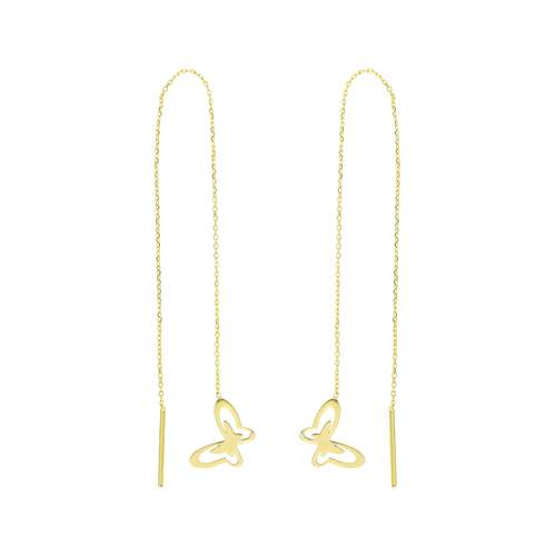 گوشواره طلا 18 عیار زنانه مدل گوشواره بخیه ای طرح پروانه GE008