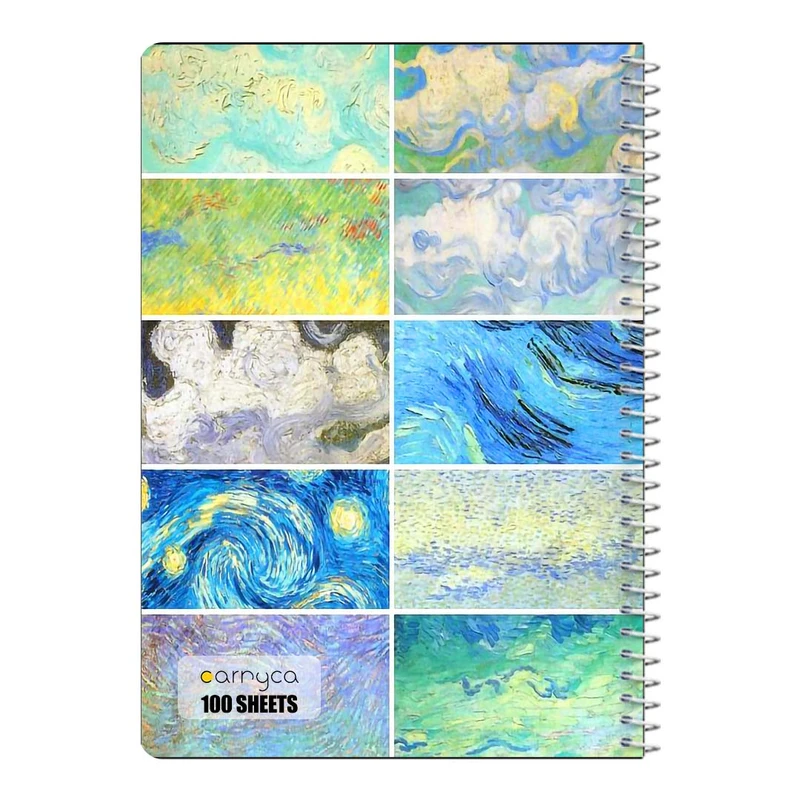 دفتر مشق 100 برگ سیمی کارنیکا طرح شب پرستاره فانتزی ون گوگ Fantasy Starry Night Van Gogh کد 68413