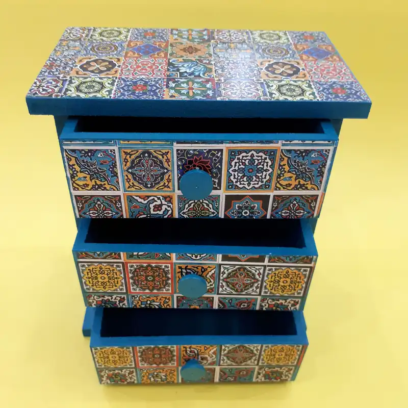 جعبه هدیه چوبی طرح کاشی کدn1716