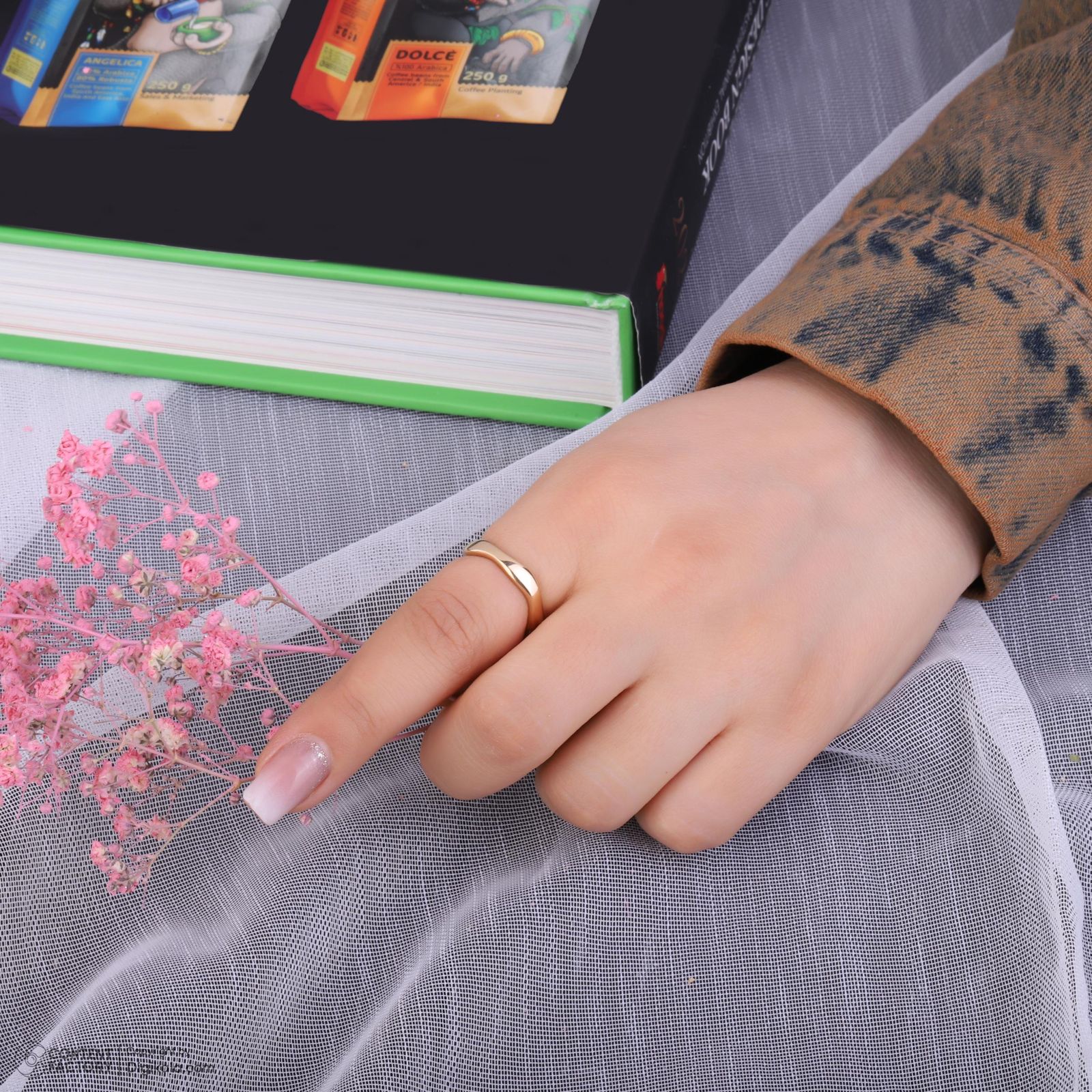 انگشتر طلا 18 عیار زنانه حافا گلد مدل منحنی کد r008 سایز 53 -  - 9