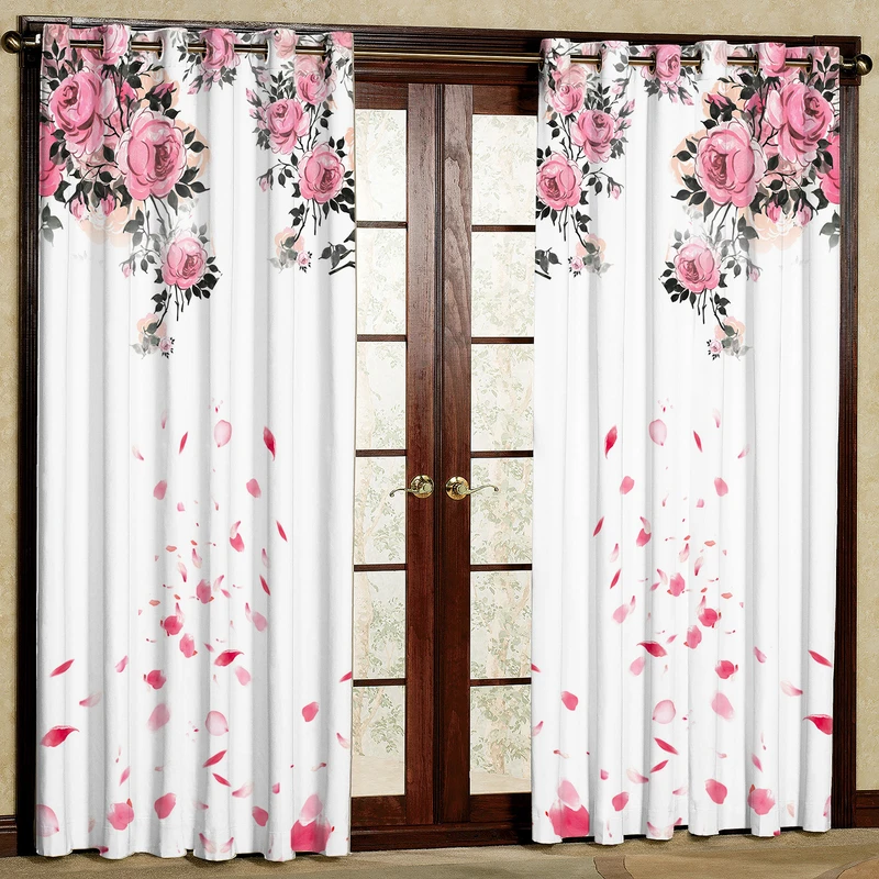 پرده بارمان دکور طرح گل مدل هازان پانچی کد 4087 W سایز 140x280 سانتی متر