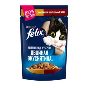 پوچ گربه بالغ فلیکس مدل Turkey & Liver in jelly طعم بوقلمون و جگر وزن ۷۵ گرم