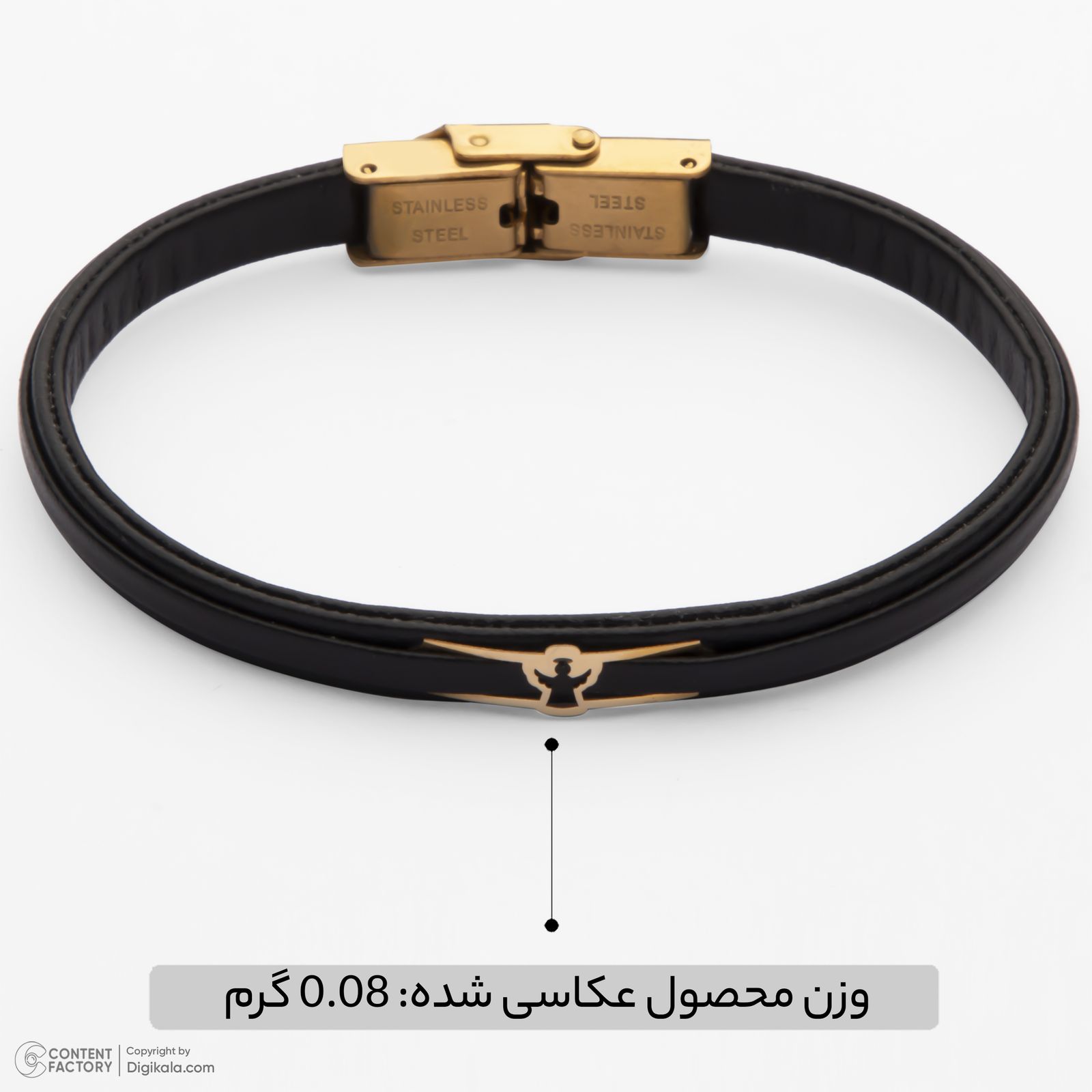 دستبند طلا 18 عیار زنانه با بند چرمی وی گالری مدل فرشته کد LBB4885 -  - 3