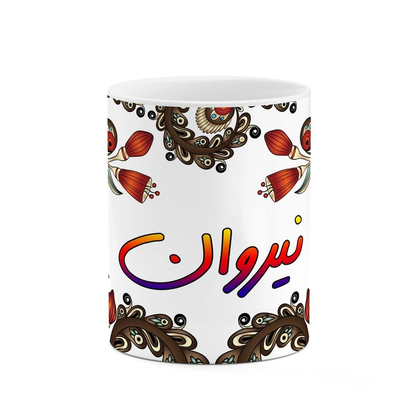 ماگ کاکتی مدل اسم نیروان طرح سنتی گل و بته کد mgh48137