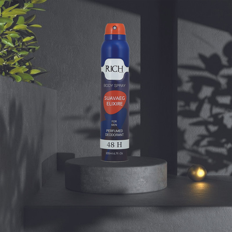 اسپری دئودورانت بدن مردانه ریچ مدل SUAVAEG ELIXIRE حجم 200 میلی لیتر