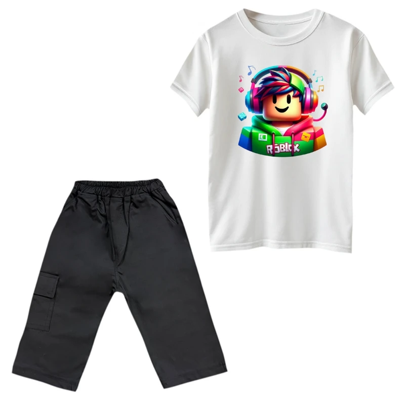 ست تی‌شرت و شلوارک پسرانه مدل روبلاکس کد 21