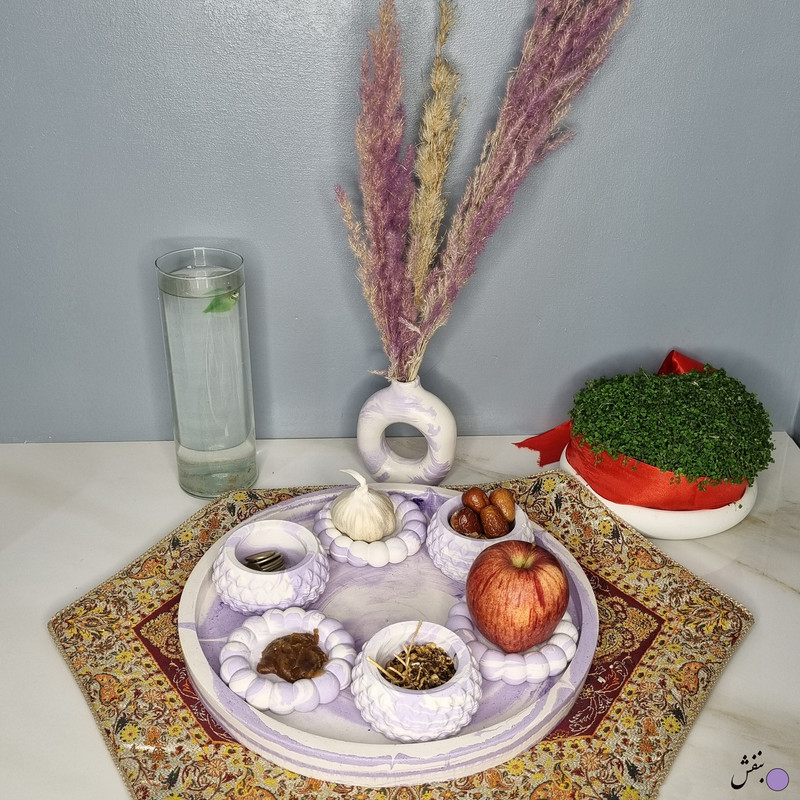 مجموعه ظروف هفت سین 8 پارچه طرح سنگ مدل هلنا