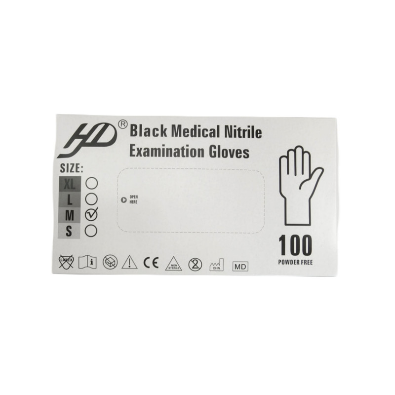 دستکش نیتریل غیر پودری اچ دی مدل h1 سایز متوسط (M) بسته 100 عددی