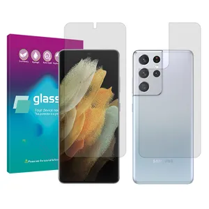 Glass Pro Resistant model transparent screen protector suitable for Samsung Galaxy S21 Ultra 5G mobile phone along with the back protector